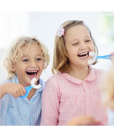 Qinerle 2 Pack U-Shaped Kids Toothbrush, Food Grade Silicone, 360 Cleaning Design - Blue - Buy Online on GoSupps.com