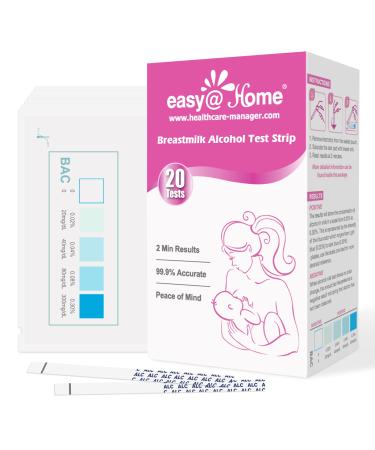 Easy Home Breastmilk Alcohol Test Strips at Home Alcohol Test for Breastfeeding and Lactation Milk Testing Give Nursing Mothers Clarity Easy Quick and Precise Detection EBA-20T 20-Pack