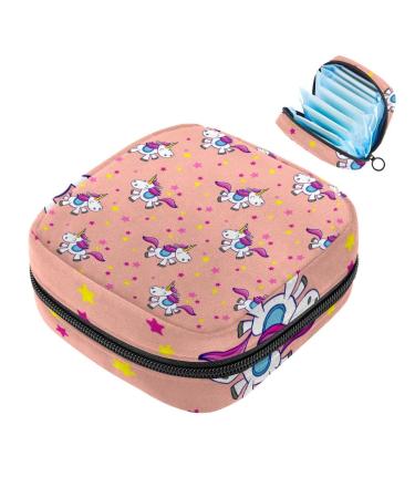 Storage bags for women's bandages pink unicorn portable menstrual pad bag panty lores tampons women's bandages storage holder for women school office multicolored