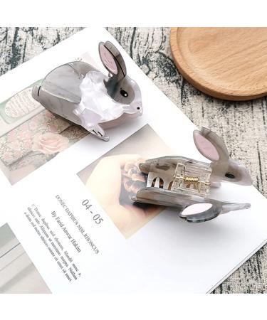 Cute Grey Bunny Hair Clips - Small Cellulose Acetate Hair Accessories for Girls (Pack of 2) - Buy Online on GoSupps.com