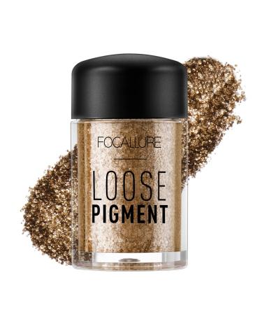FOCALLURE Organic Loose Powder Eyeshadow  High Pigmented Loose Glitter Shadows for Eyes Shimmer Mineral Eye Shadow Pigments with Smooth Texture Long Lasting Natural Eye Look Makeup MUSEUM BRONZE