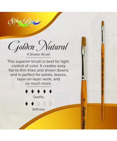 Silver Brush Limited 2002S Golden Natural Shader Brush - Size 4, Short Handle | Ideal for Watercolor, Oil, and Acrylic Painting - Buy Online on GoSupps.com