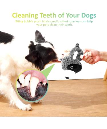 SQinor Plush Squeaking Dog Toy - Interactive Raccoon Cuddly Toy for Large & Small Dogs and Puppies | Durable & Fun - Buy Online on GoSupps.com