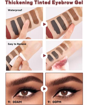 Waterproof Eyebrow Gel Dark Brown Sweat-Proof Longwear Strong Hold Tinted Brow Gel Vegan Cruelty-Free Brow Glue Mascara for Eyebrows with Eyebrow Brush Enhance Eye Brows Filler Makeup for Women-04 04 Dark Brown - Buy Online on GoSupps.com