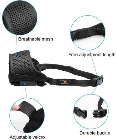 Adjustable Black Dog Muzzle with Velcro Fastener - Safe for Biting Barking & Chewing - Breathable Mesh - Size S - Buy Online on GoSupps.com