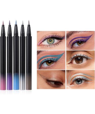 Unique 5Pcs MultiColor Metallic Finish Precise Tip For Fashin Eye Makeup Application Set B - Buy Online on GoSupps.com