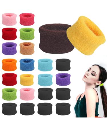 24PCS Extra Soft Towel Scrunchies Stretchy Hair Ties Terry Cloth Cotton Elastic Fuzzy Wide Thick Ponytail Holder Seamless Hair Rubber Band Assorted Color Hair Accessories for Women Girl Kids type1