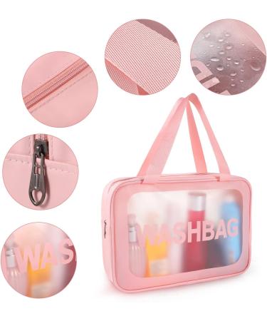 4 Pcs Waterproof Clear Toiletry Bags Set for Women - Pink Cosmetic Makeup Travel Bags - Buy Online on GoSupps.com