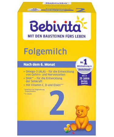 Bebivita milk formula 2 follow-on milk pack of 4 (4 x 500g) 2 follow-on milk 500 g (pack of 4)