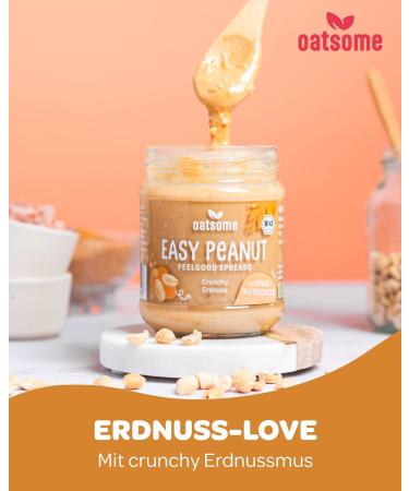 Oatsome 2 Set Easy Peanut Spread 380g | Vegan & Natural | Healthy Crunchy Nut Butter | No Added Sugar | Bio | Perfect for Breakfast | International Shipping Available - Buy Online on GoSupps.com