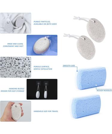 4Pcs Pumice Stone for Feet Includes 2Pcs Natural Pumice Stone 2Pcs Double Sided Pedicure Glass Stone for Feet and Hands Exfoliation to Remove Dead Skin - Buy Online on GoSupps.com