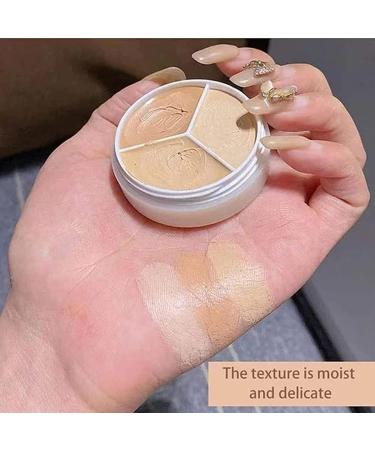 Tri-Color Concealer Tri-color Concealer Palette of Covers Acne Marks Dark Circles 3 in 1 Face Foundation Cream Concealer Waterproof Long Lasting Concealer Foundation Palette Makeup with Brush (A) - Buy Online on GoSupps.com