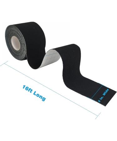 Breathable Cotton Kinesiology Tape - Hypoallergenic & Latex Free Sports Tape | Pain Relief & Injury Prevention | 4 Uncut Rolls (16ft Each) - Black - Buy Online on GoSupps.com
