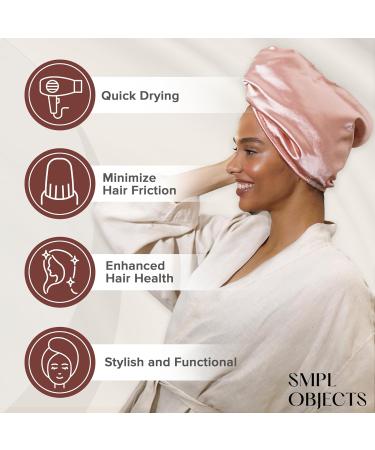 SMPL Objects Microfiber Hair Wrap Towel for Curly Hair - Double-Layer Satin Turban Towel for Women in Pink - Buy Online on GoSupps.com