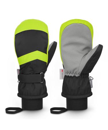 Homord ski gloves children waterproof gloves children winter gloves for boys and girls warm feasts gloves breathable winter thinsulates snow deals for 3-14 years of children 3rd black XS (3-5 years)