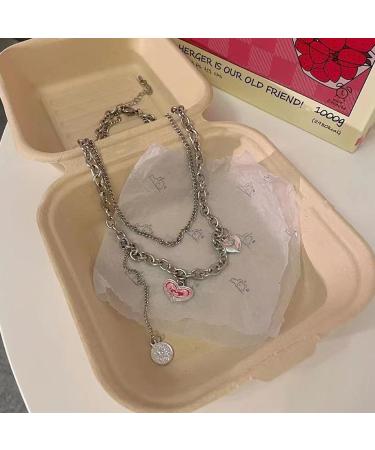 Trendy Heart Double-Like Fringe Necklace | Fashionable Alloy Chain Accessory for Parties & Appointments - Buy Online on GoSupps.com