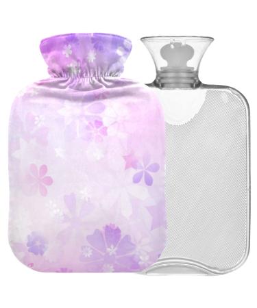 NAANLE hot water bottle with the cover purple cherry blossom Transparent hot water bottle 2l large hot hot water bottle for menstrual cramps pain relief handfoots heat and cold therapy