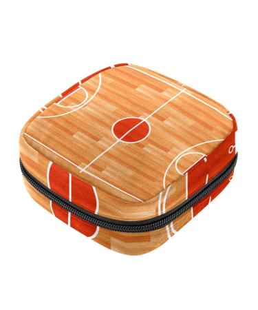 Wood parquet floor basketball court sanitary-napkin storage bag menstrual pad bag portable menstrual cup pocket with zipper for teenagers girls women women