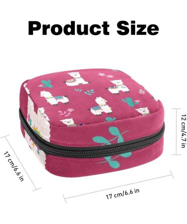 Alpaca Cactus Pattern Sanitary Napkin Storage Bag for Girls - Cute and Portable First Period Holder for Women - Large Capacity Multicoloured Travel Makeup Bag - Buy Online on GoSupps.com