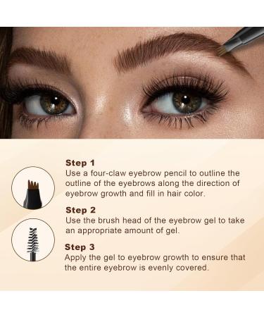 DAGEDA 2-in-1 Eyebrow Pen and Eyebrow Gel Magic Eyebrow Pencil with 4 Fork Tip Waterproof Microblading Eyebrow Pen Brow Gel Long-Lasting Natural Eye Brow Pen For Defining Brows 04 Black - Buy Online on GoSupps.com
