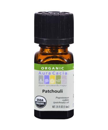 Aura Cacia 100% Dark Patchouli Essential Oil | Certified Organic GC/MS Tested for Purity | 7.4 ml (0.25 fl. oz.) | Pogostemon cablin