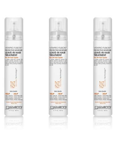 GIOVANNI Vitapro Fusion Protective Moisture Leave-in Hair Treatment 5.1 oz. - Anti Frizz Heat Protection Vitamin & Protein Enriched No Parabens Color Safe (Pack of 3)