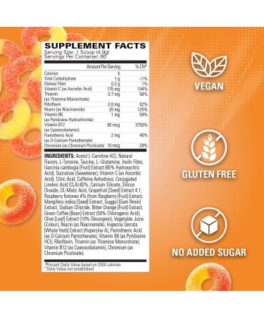 EHPlabs OxyShred Thermogenic Pre Workout Powder & Shredding Supplement - Preworkout for Men & Women Sugar Free Energy Powder with 150mg of Caffeine - Peach Candy Rings 60 Servings - Buy Online on GoSupps.com