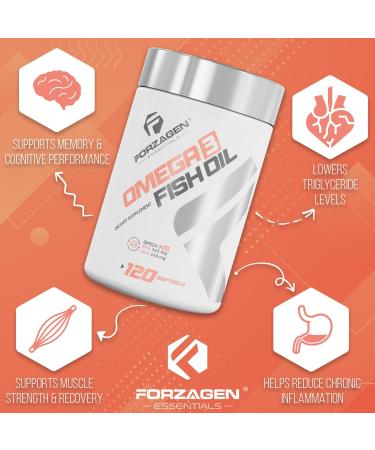 Forzagen Essentials Omega 3 Fish Oil Supplement 120 Softgels EPA 360mg DHA 240mg Vitamin E Daily Dietary Support - Buy Online on GoSupps.com