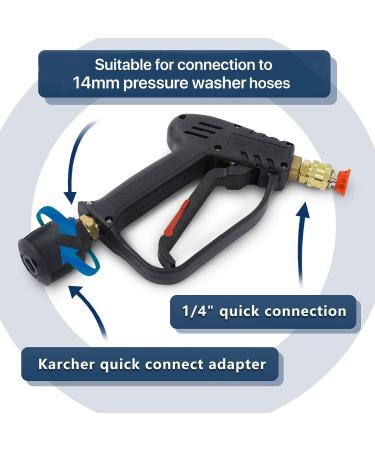 DERASL High Pressure Washer Gun 4000 PSI M22 14mm for Karcher High-Pressure Hose Quick Connect Connector 5 1/4 inch Quick-Connect Nozzles for Car Washer Cleaning Tool - Buy Online on GoSupps.com