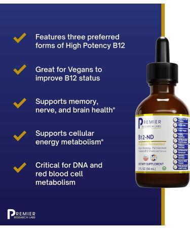 PRL B12-ND: High-Potency Fermented Vitamin B12 for Brain & Nerve Support - 2 Fl Oz - Buy Online on GoSupps.com