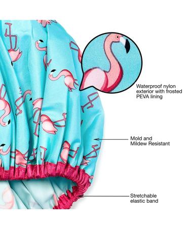Fashionista Flamingo Oversized Waterproof Shower Cap - Reusable & Adjustable for All Hair Lengths - Buy Online on GoSupps.com