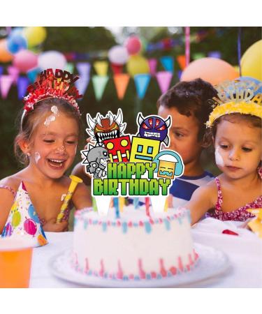 37 Pieces of Geometry Aesthetic Dash Cake Topper Geometry Aesthetic Dash Themed Party Supplies Cupcakes Kids Birthday Decorations Geometry Jump Dash Cake Decorations for Party Supplies Decor - Buy Online on GoSupps.com