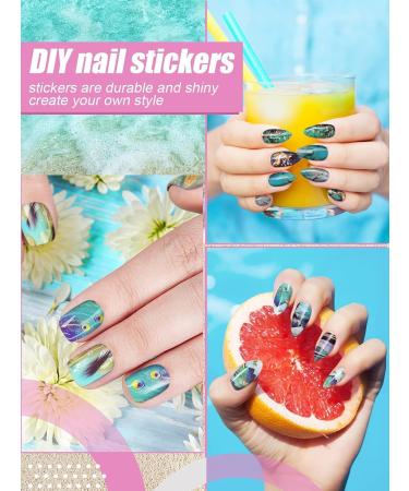 Kalolary Nail Foil Self-Adhesive - 12 Sheets Marble Rages Full Wraps Nail Polish Stickers | Nail Art & DIY Decoration with Nail File - Buy Online on GoSupps.com