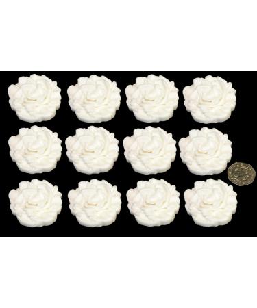 12 x Edible 3D 50mm Icing Roses 20 colours toppers decorations cake (White) - Buy Online on GoSupps.com