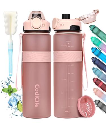 Codicile drinking bottle BPA-free 1 liter drinking bottle Sport Spout large water bottle 1L ideal for gym school office and travel (ros golden pink) - Buy Online on GoSupps.com