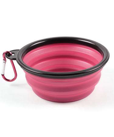 PhoneNatic 60014768 Foldable silicone dog bowl in pink travel bowl for dogs and cats with carabiner - XL pink 1000 ml Pink XL