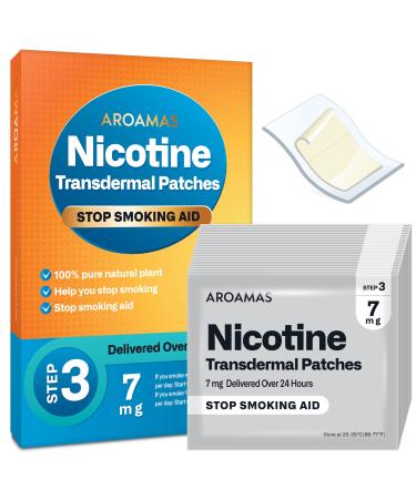 Aroamas Nicotine Patches to Help Quit Smoking, Stop Smoking - Delivered Over 24 Hours Nicotine Transdermal System to Stop Smoking Aids That Work - Step 3 7mg per Patch