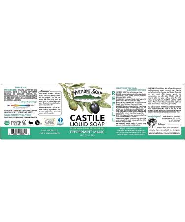 Vermont Castile Soap Peppermint 64 Oz - Gentle Liquid Soap for Sensitive Skin, Natural Body Wash, Organic Shampoo for Oily Hair - Aloe Castile Soap for Men & Women - Pack of 1 - Buy Online on GoSupps.com