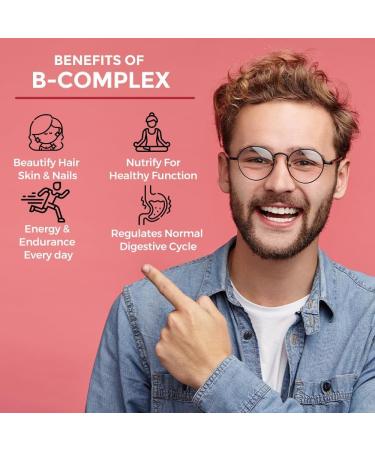 Vitamin B Complex Capsules with RDA for B12 Supplement for Hair Growth Metabolism & Support Healthy Brain Function (120 Capsules) - Buy Online on GoSupps.com