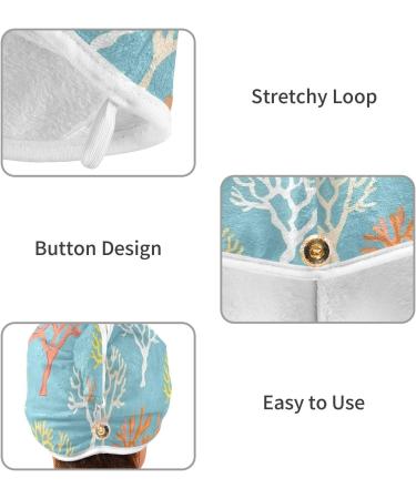 Colorful Corals Hair Towel 2 Pack - Super Absorbent Quick Dry Hair Turbans for Women & Girls - Buy Online on GoSupps.com