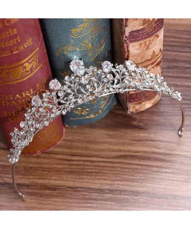 Jovono wedding tiara for adults bridal jewelry in silver with rhinestones tiara for women
