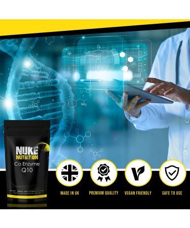 Nuke Nutrition COQ10 100mg Capsules - 120 High Strength Co Enzyme Q10 Supplement for Heart Health - Vegan Friendly Antioxidant - Buy Online on GoSupps.com