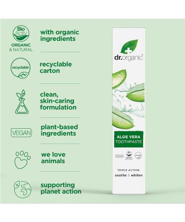 Dr Organic Aloe Vera Toothpaste - Whitening Natural Vegan Cruelty-Free Paraben & SLS Free - 100ml - Buy Online on GoSupps.com