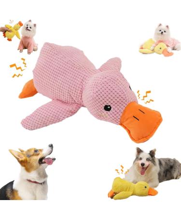 Noovelo Calming Duck Toy 2024 New Calming Duck Dog Toy Calming Duck for Dogs Dogs Emotional Support Duck Cute Quacking Stuffed Duck Dog Toy. (L-Pink)