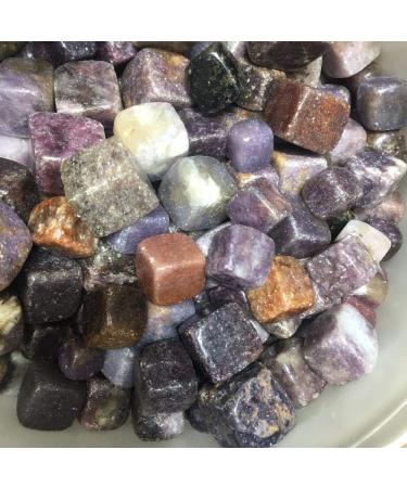 Natural Crystal Rough 6pcs Natural Lepidolite Stone Cubic Crystal Tumbled Stones Cube Collectible Minerals Specimen for Home Decor - Buy Online on GoSupps.com