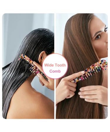 LADYAMZ Large Wide Tooth Hair Comb - Tortoise Shell Round Tooth Comb for Straight/Curly Hair - Easy Detangling Wet/Dry - Anti-Static - Multi-Colored - Buy Online on GoSupps.com