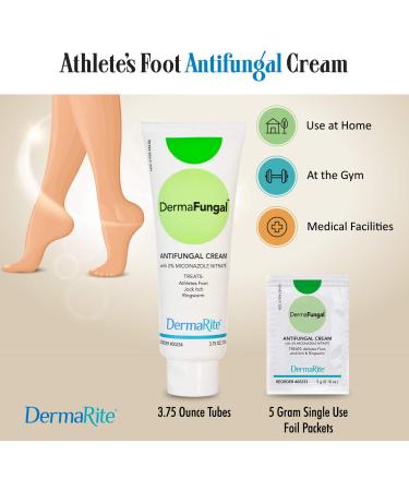 DermaRite Dermafungal Antifungal Cream 2 Pack - 3.75 Oz Tube - 2% Miconazole Nitrate - Treats Athlete's Foot, Jock Itch, Ringworm and Itchy Skin - Latex Free, Dermatologist Tested - Buy Online on GoSupps.com