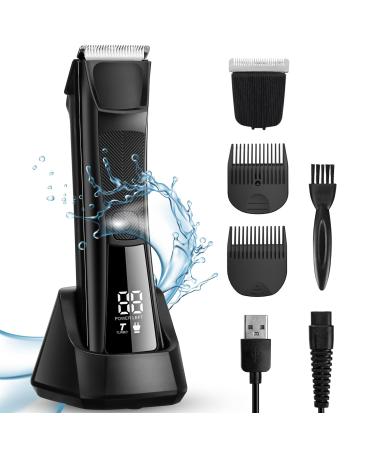 Body Hair Trimmer Men Ball Trimmer Men Electric Groin Hair Rechargeable Body Groomer with LED Light for Private Parts & Pubic Hair Waterproof Wet and Dry Razor (Due Teste di taglio)