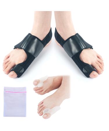 360 Relief Orthopedic Bale Zeh rail corrector - pain relief and protection hallux valgus correction toe smoothes |Size adjustable |Black with silicone separators mains laundry bag |