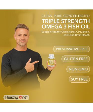 Omega 3 Fish Oil 2000mg - 1400mg EPA & DHA Fatty Acids - Cholesterol - LDL HDL - Blood Pressure - Circulation - Heart Health - Triple Distilled No Fillers or Mercury - Real Lemon Flavor - 120 Softgels 120 Count (Pack of 1) - Buy Online on GoSupps.com